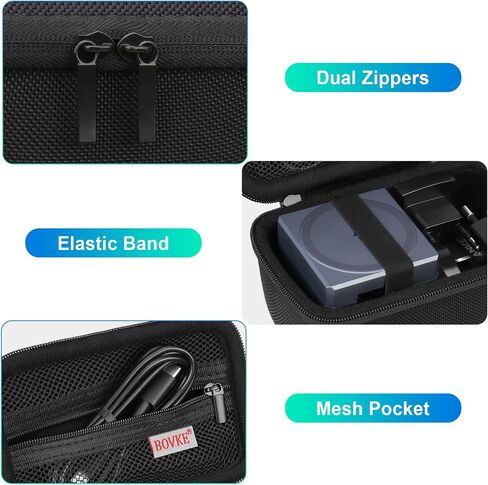BOVKE Carrying Case for Anker 3-in-1 Cube MagSafe Charger 15W Max Fast Charging Foldable Wireless Charger, Extra Space for Charger Adaptor, Cables, Black in Saudi Arabia