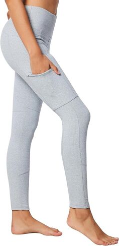 Light Grey Leggings for Women, High Waisted Yoga Workout Pants with Pockets, 26" Inseam, Tummy and Hip Lift in Saudi Arabia