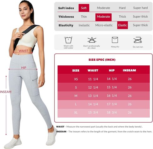 Light Grey Leggings for Women, High Waisted Yoga Workout Pants with Pockets, 26" Inseam, Tummy and Hip Lift in Saudi Arabia
