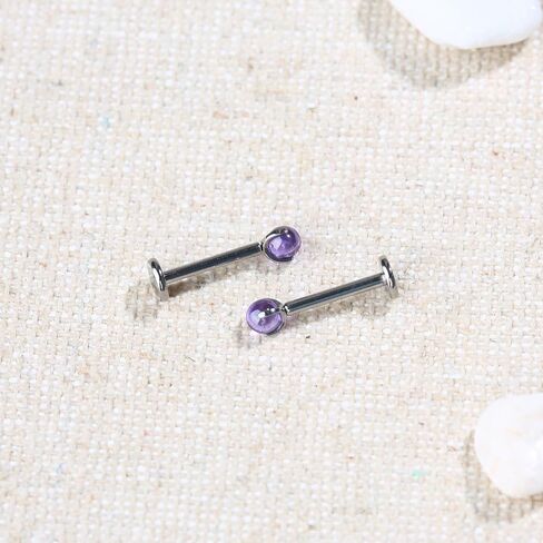 2pcs G23 Titanium 18G/16G Threadless Push-in Flat Back Nose Stud Ring White/Purple 3mm Prong Clear Crystal Labret Monroe Lip Rings Helix Nail Cartilage Tragus Earring Piercing Jewelry 6mm 8mm 10mm in Saudi Arabia