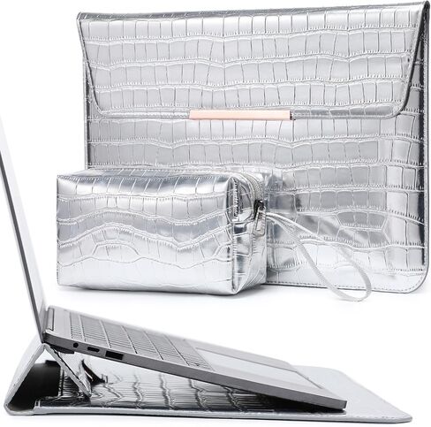 HYZUO 15-16 Inch Laptop Sleeve with Stand Feature Compatible with MacBook Pro 16 M3/M2/M1 Pro/Max A2991 A2780 A2485 A2141 2024-2019, MacBook Pro 15 2012-2015 A1398, Crocodile Pattern Silver(Smiley) in Saudi Arabia