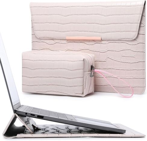 HYZUO 15-16 Inch Laptop Sleeve with Stand Feature Compatible with MacBook Pro 16 M3/M2/M1 Pro/Max A2991 A2780 A2485 A2141 2024-2019, MacBook Pro 15 2012-2015 A1398, Crocodile Pattern Silver(Smiley) in Saudi Arabia