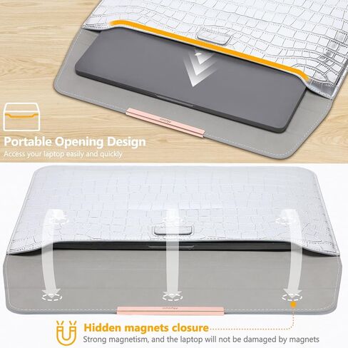 HYZUO 15-16 Inch Laptop Sleeve with Stand Feature Compatible with MacBook Pro 16 M3/M2/M1 Pro/Max A2991 A2780 A2485 A2141 2024-2019, MacBook Pro 15 2012-2015 A1398, Crocodile Pattern Silver(Smiley) in Saudi Arabia