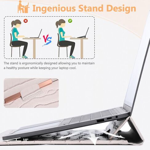HYZUO 15-16 Inch Laptop Sleeve with Stand Feature Compatible with MacBook Pro 16 M3/M2/M1 Pro/Max A2991 A2780 A2485 A2141 2024-2019, MacBook Pro 15 2012-2015 A1398, Crocodile Pattern Silver(Smiley) in Saudi Arabia
