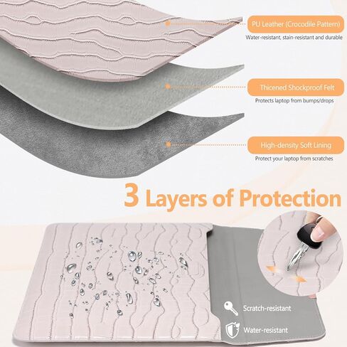 HYZUO 15-16 Inch Laptop Sleeve with Stand Feature Compatible with MacBook Pro 16 M3/M2/M1 Pro/Max A2991 A2780 A2485 A2141 2024-2019, MacBook Pro 15 2012-2015 A1398, Crocodile Pattern Silver(Smiley) in Saudi Arabia