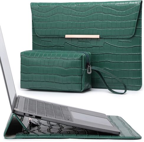 حقيبة كمبيوتر محمول HYZUO مقاس 15-16 بوصة مع ميزة الحامل متوافقة مع MacBook Pro 16 M3/M2/M1 Pro/Max A2991 A2780 A2485 A2141 2024-2019، MacBook Pro 15 2012-2015 A1398، نمط تمساح فضي (مبتسم) in Kuwait