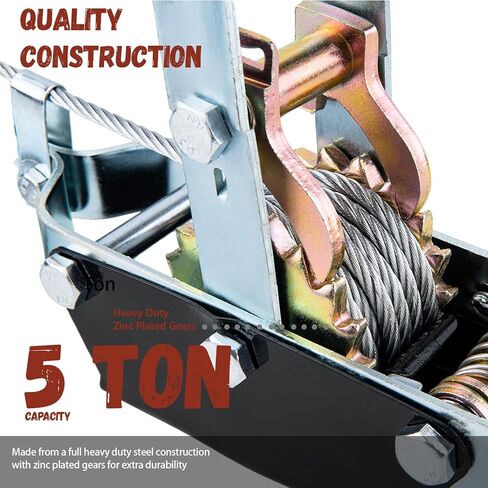 FanzKo 5 طن يأتي على طول ساحبة طاقة الونش، كابل طاقة عالي التحمل يأتي مع أداة مع تروس مزدوجة، ساحب كابل رافعة للسيارات، 5 طن (10000 رطل) رافعة يدوية لسحب الكابلات، CA3291 in Kuwait