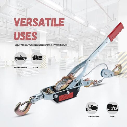 FanzKo 5 طن يأتي على طول ساحبة طاقة الونش، كابل طاقة عالي التحمل يأتي مع أداة مع تروس مزدوجة، ساحب كابل رافعة للسيارات، 5 طن (10000 رطل) رافعة يدوية لسحب الكابلات، CA3291 in Kuwait