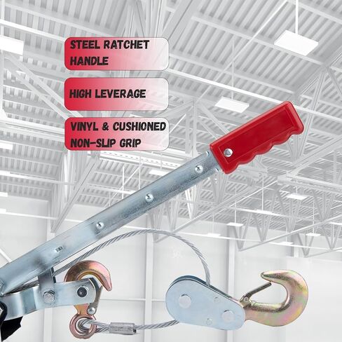 FanzKo 5 طن يأتي على طول ساحبة طاقة الونش، كابل طاقة عالي التحمل يأتي مع أداة مع تروس مزدوجة، ساحب كابل رافعة للسيارات، 5 طن (10000 رطل) رافعة يدوية لسحب الكابلات، CA3291 in Kuwait