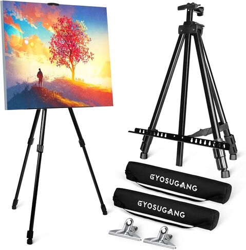 حامل طلاء للبالغين، عبوتان من الحوامل المحمولة للرسم مع حقيبة ومشابك، حامل سطح الطاولة قابل للتعديل بارتفاع من 17 بوصة إلى 63 بوصة، حامل معدني خفيف الوزن للرسم والعرض في الهواء الطلق in Kuwait