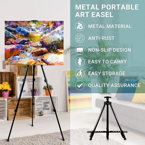 حامل طلاء للبالغين، عبوتان من الحوامل المحمولة للرسم مع حقيبة ومشابك، حامل سطح الطاولة قابل للتعديل بارتفاع من 17 بوصة إلى 63 بوصة، حامل معدني خفيف الوزن للرسم والعرض في الهواء الطلق in Kuwait