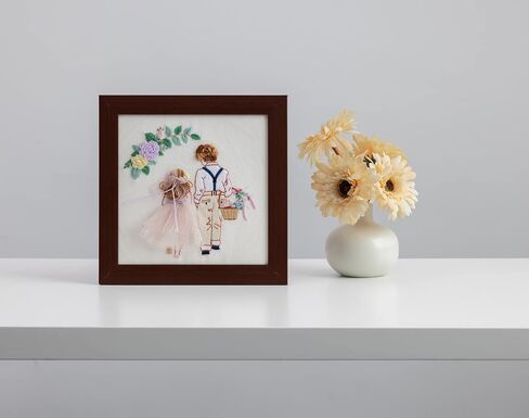Ebherys 9.5x9.5 Embroidery Frame in Black - Displays Hand Embroidery works7.5x7.5 with Cardbord - Composite Wood, Metal Tabs, Table Top Easel SquareShape,No Glass (Black) in Saudi Arabia