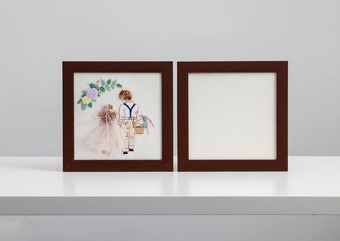 Ebherys 9.5x9.5 Embroidery Frame in Black - Displays Hand Embroidery works7.5x7.5 with Cardbord - Composite Wood, Metal Tabs, Table Top Easel SquareShape,No Glass (Black) in Saudi Arabia