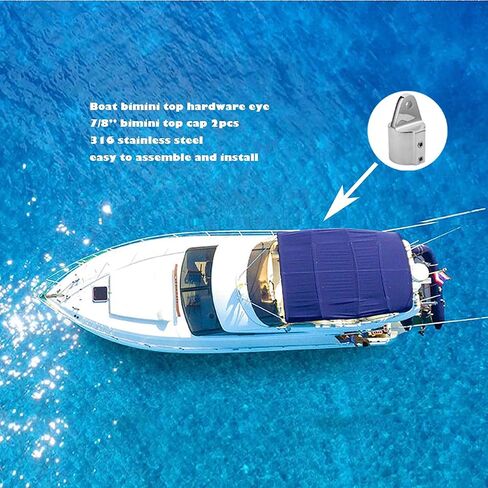 SEAROAM Boat Top Hardware Bimini Top Hardware 7/8 بوصة و1 بوصة غطاء نهاية العين مناسب 316 الفولاذ المقاوم للصدأ أجزاء القارب العلوية شديدة التحمل بيميني قوس السكك الحديدية دعامة Bimini Top Accessories، حزمة من 2 in Kuwait