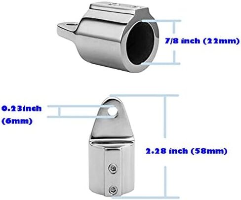 SEAROAM Boat Top Hardware Bimini Top Hardware 7/8 بوصة و1 بوصة غطاء نهاية العين مناسب 316 الفولاذ المقاوم للصدأ أجزاء القارب العلوية شديدة التحمل بيميني قوس السكك الحديدية دعامة Bimini Top Accessories، حزمة من 2 in Kuwait