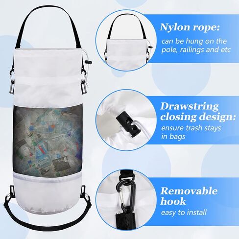 5 Pack Portable Boat Trash Bag Mesh Boat Trash Can Reusable Boat Storage Boat Garbage Container Pontoon Boat Accessories Gifts for Men Women Marine Kayak Sandbar RV Fishing Camping Boating, 5 Colors in Saudi Arabia
