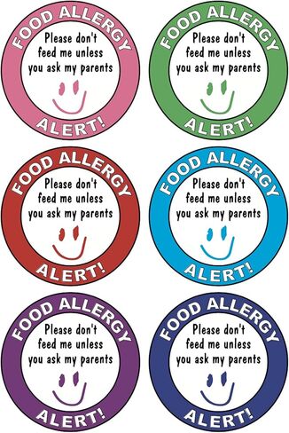 Kids Allergy Sticker, 2 inch 60pcs Colored Children Food Allergen Warning Stickers for Kids Stickers Baby Allergies Signs in Saudi Arabia