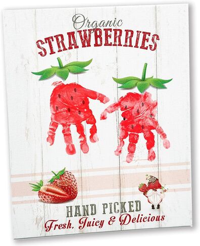 Strawberry Baby Shower Handprint Hand ArtCraft for Girl Kids Baby Toddler, Farm Sign Strawberries Farm Sign Strawberries Keepsake Gift for Party Ideas.(not Included Inks) in Kuwait