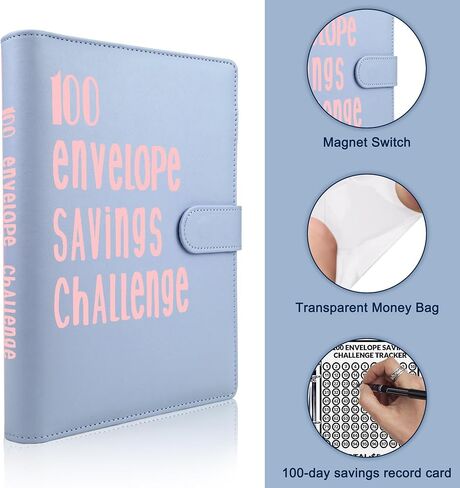 NateBur 100 Envelopes Money Saving Challenge,A5 Money Saving Binder with Cash Envelopes,Savings Challenges Book to Save $5,050 in Saudi Arabia