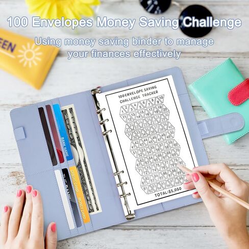 NateBur 100 Envelopes Money Saving Challenge,A5 Money Saving Binder with Cash Envelopes,Savings Challenges Book to Save $5,050 in Saudi Arabia