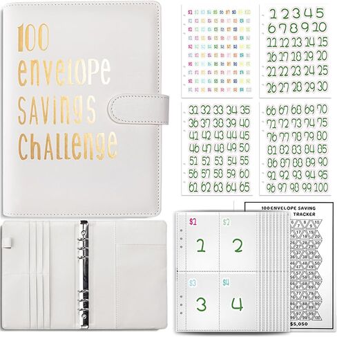NateBur 100 Envelopes Money Saving Challenge,A5 Money Saving Binder with Cash Envelopes,Savings Challenges Book to Save $5,050 in Saudi Arabia