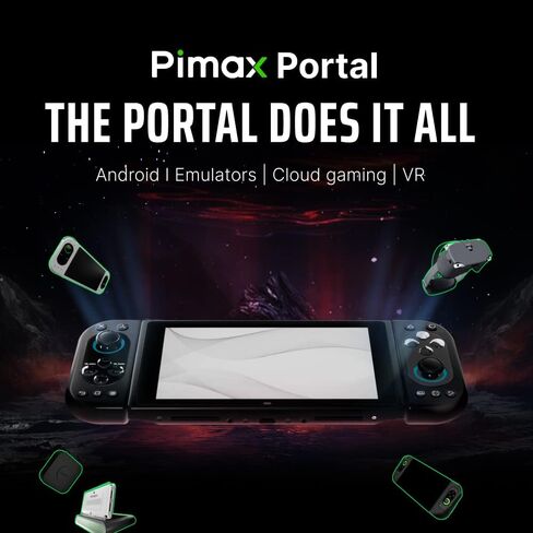 وحدة تحكم ألعاب محمولة Pimax Portal مع شاشة 4K 120 هرتز، وحدة تحكم ألعاب لنظام Android، ألعاب فيديو ريترو، ألعاب سحابية، محاكي محمول، 8G+256G، أسود in Kuwait