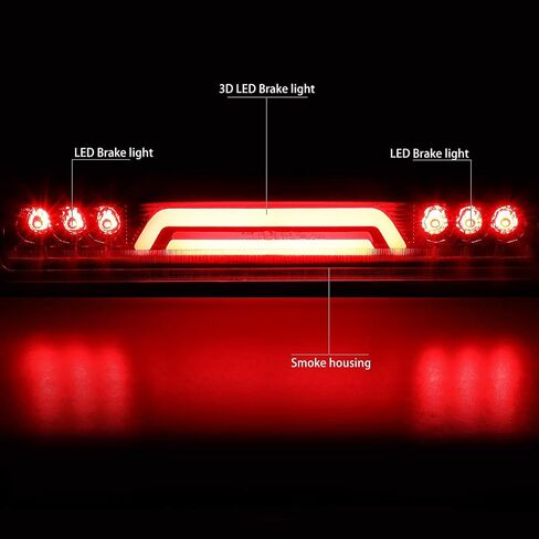 DNA MOTORING 3BL-GMCD00-3D-LED-BK-SM غطاء أسود ثلاثي الأبعاد LED ضوء الفرامل الذيل الثالث [متوافق مع 00-06 Suburban 1500 2500 / Tahoe / 00-06 Yukon & XL 1500 2500] in Kuwait
