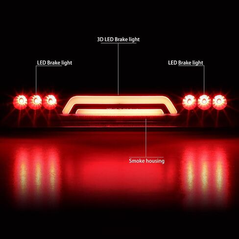 DNA MOTORING 3BL-GMCD00-3D-LED-BK-SM غطاء أسود ثلاثي الأبعاد LED ضوء الفرامل الذيل الثالث [متوافق مع 00-06 Suburban 1500 2500 / Tahoe / 00-06 Yukon & XL 1500 2500] in Kuwait