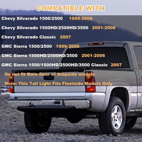 مصابيح خلفية متوافقة مع Chevy شيفروليه سيلفرادو 1500 2500 3500، GMC Sierra 1500 2500 3500، 1999-2007، مصابيح الفرامل الخلفية، بدون مصابيح (جانب السائق والراكب) in Saudi Arabia