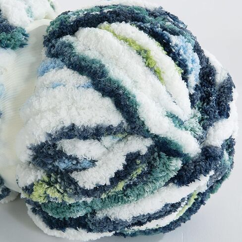 HOMBYS Chunky Chenille Yarn for Hand Knitting,Super Bulky Giant Thick Yarn for Crocheting,Big Soft Plush Yarn for Chunky Blanket,Tie-Dye Multicolor Fluffy Jumbo Yarn,Blue(Grey Multi,8 Pack) in Saudi Arabia