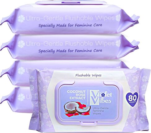Flushable Wipes for Women - Coconut Rose, 400 Count, Plant Based, Gentle on Sensitive Skin in Saudi Arabia