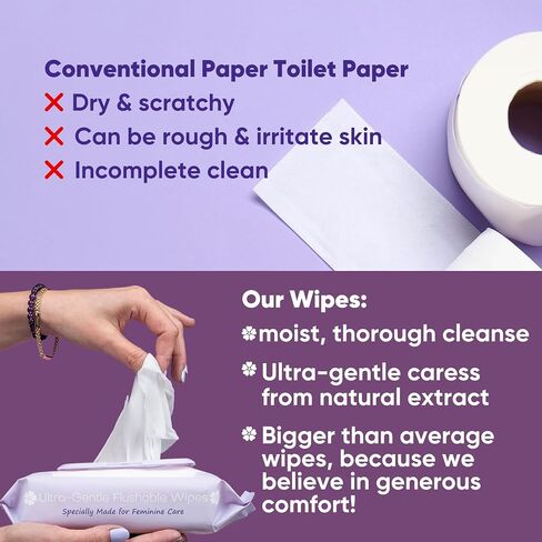 Flushable Wipes for Women - Coconut Rose, 400 Count, Plant Based, Gentle on Sensitive Skin in Saudi Arabia