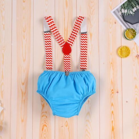 IBTOM CASTLE Toddler O-Fish-Ally One Theme 1st Birthday Cake Smash Outfit for Baby Boy Romper Suspenders Bowtie Fish Shorts in Kuwait
