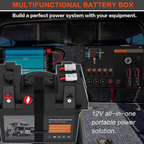 AMOMDPOWER 12V-24V صندوق بطارية ذكي متعدد الوظائف، نظام كهربائي للتخييم شديد التحمل، صناديق التحكم في البطارية، صندوق الطائر لقارب المقطورة، السيارة البحرية RV الشمسية (بدون بطارية) in Kuwait