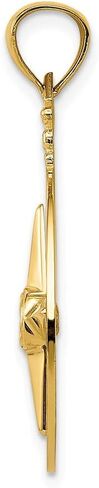 Solid 14k Yellow Gold Men's Diamond-cut Compass Pendant Charm 31mm in Saudi Arabia