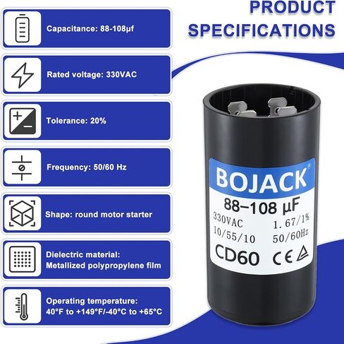 BOJACK 88-108 فائق التوهج/MFD 330 VAC 50/60 هرتز عالمي مستدير البدء مكثف قطع غيار كهربائية in Kuwait