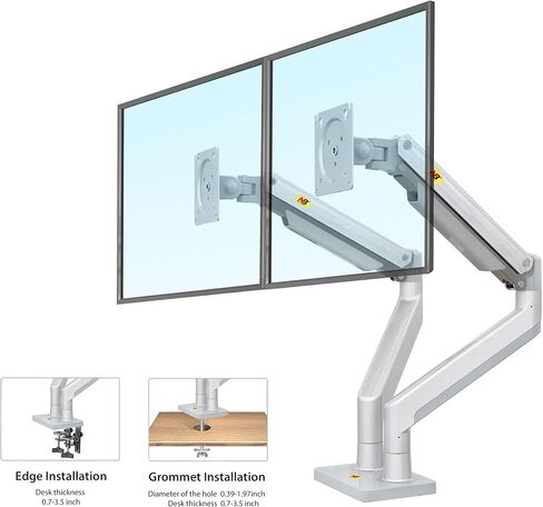 NB North Bayou Dual Monitor Arm Ultra Wide Full Motion Swivel Monitor Mount with Gas Spring for 22''-32'' Monitors with Load Capacity from 4.4 to 33lbs for Each Arm Monitor Stand G32-S in Kuwait
