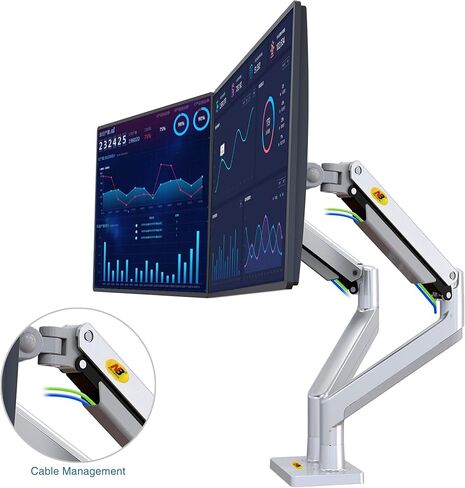 NB North Bayou Dual Monitor Arm Ultra Wide Full Motion Swivel Monitor Mount with Gas Spring for 22''-32'' Monitors with Load Capacity from 4.4 to 33lbs for Each Arm Monitor Stand G32-S in Kuwait
