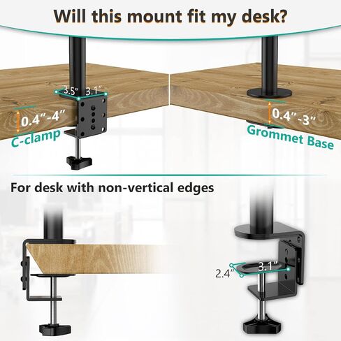 WALI Single Monitor Stand Desk Mount, 39 inch Tall Monitor Stand Fully Adjustable, Articulating Arm for Computer Screen up to 32 inch, 22lbs (M001XXL), Black in Saudi Arabia