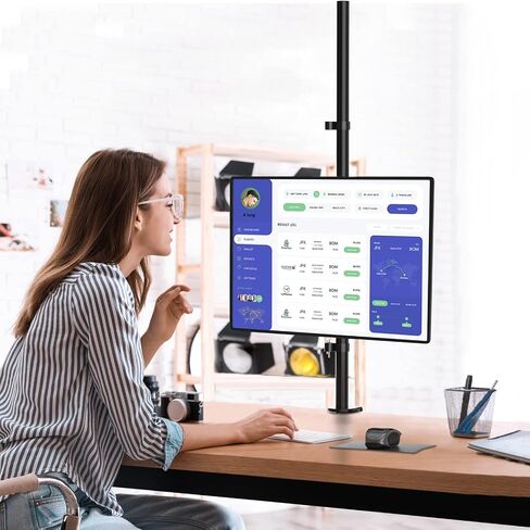 WALI Single Monitor Stand Desk Mount, 39 inch Tall Monitor Stand Fully Adjustable, Articulating Arm for Computer Screen up to 32 inch, 22lbs (M001XXL), Black in Saudi Arabia