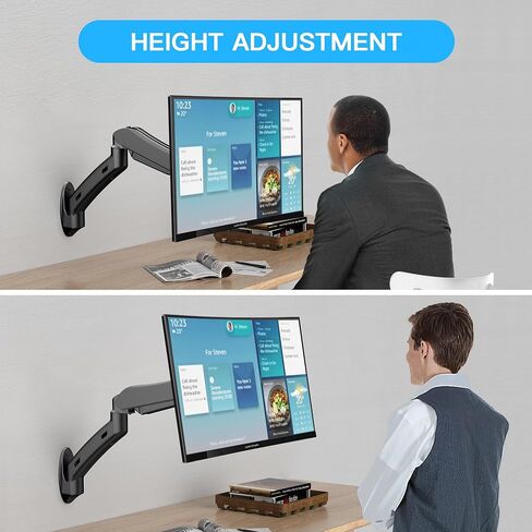 حامل شاشة على الحائط - ذراع شاشة فردي زنبركي غاز لحامل تلفزيون كامل الحركة مقاس 14-32 بوصة مع دوارة إمالة قابلة للضبط، تصميم مثالي لمسمار فردي، الحد الأقصى VESA 100x100 مم حتى 15.4 رطل in Kuwait