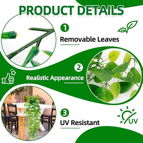 نباتات صناعية معلقة على الرف، 4 عبوات من النباتات الخضراء المزيفة بوعاء كرمة اللبلاب الصناعي، سرخس العشب الفارسي، أوراق قرنة البازلاء، كرمة خشب البقس في وعاء لديكور المنزل in Kuwait