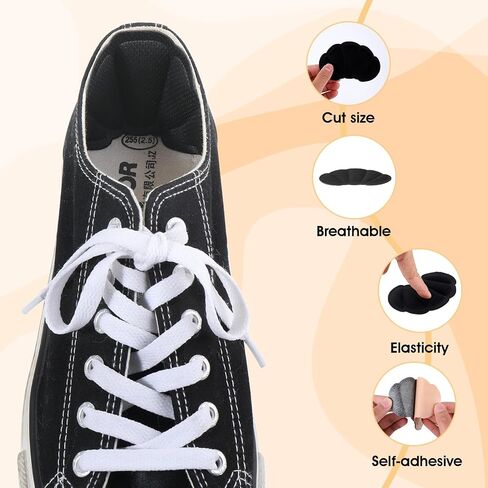 Sibba Heel Pads Shoes Protectors Stickers 3 Pairs Inserts Grips Cups Cushion Grip Repair Foot Pain Relief Blister Prevention Sponge Comfort Fit Loose Boots Slipping Rubbing Back Filler(Black) in Saudi Arabia