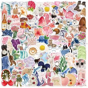 100 Pcs Vintage Aesthetic Stickers Pack Cute Watercolor Sticker for Adults in Kuwait