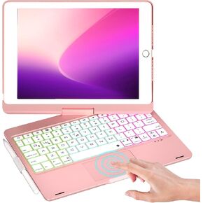 NOKBABO iPad 9th Generation Case with Keyboard 360° Rotatable Touchpad and 7 Color Backlight & Pencil Holder for iPad 9th/8th/7th Gen 10.2 inch & iPad Air 3rd Gen/iPad Pro 10.5 inch - Black in Kuwait