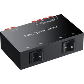 LiNKFOR 2-Zone Speaker Selector Switch Box - 1 Input 2 Output Audio Splitter for Stereo Amplifier Receiver - 150W/Channel, Independent 1/2 Buttons, Passive Multi-Room Home Audio Distribution in Kuwait