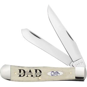 Case XX WR POCKET KNIFE, WE LOVE YOU DAD SMOOTH NATURAL BONE TRAPPER, 4 1/8 INCHES CLOSED, ITEM #144506 in Kuwait