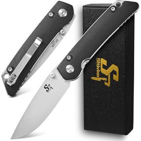 Sitivien ST128 Folding Knife,D2 Blade G10 Handle Safety Liner Lock EDC Tool Knife for Outdoor Hiking Camping-Desert in Kuwait