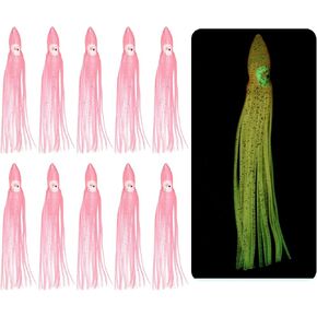 Fishing Squid Skirts, Glow Soft Plastic Trolling Lures Luminous -Fitting for (Bass/Trout/Salmon/Saltwater/Fishing Bait) in Kuwait
