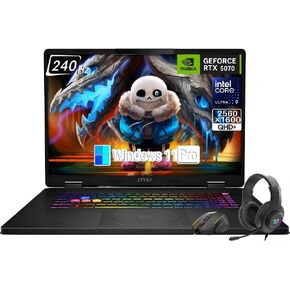 msi Crosshair 18 HX AI 18" Gaming Laptop, Intel Core Ultra 9 275HX (24 Cores, Up to 5.4 GHz), NVIDIA RTX 5070, 18" QHD+ (2560 x 1600) 240Hz, 16GB RAM DDR5, 1TB NVMe SSD, Windows 11 Pro, W/Accessories in Saudi Arabia